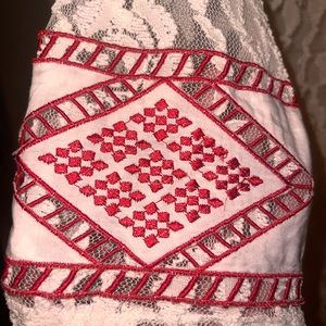 Super Pretty Cardigan! Red & Cream lace. Worn only a few times!